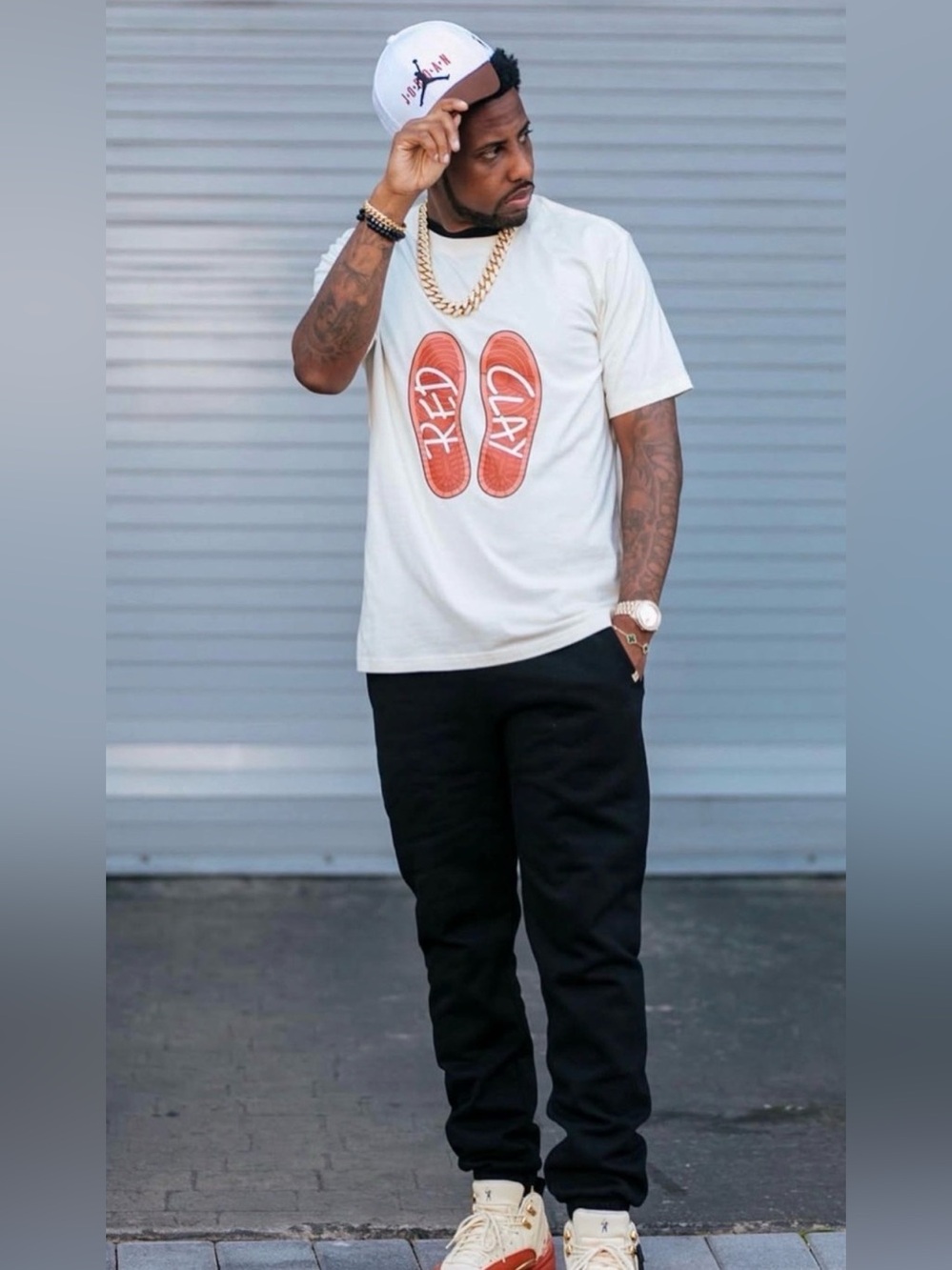 Eastside Golf x Jordan Shoe Print Red Clay Collection T-shirt, Size XL, NWT